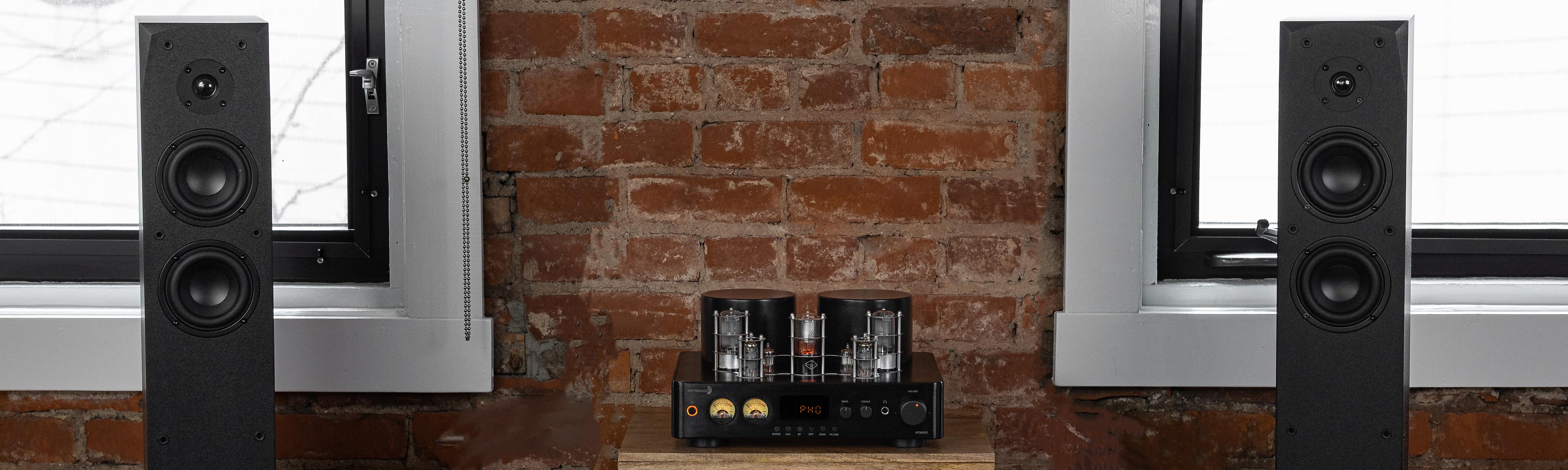 Dayton Audio Home Audio Bundle with 200Watt Hybrid Tube Amplifier and
